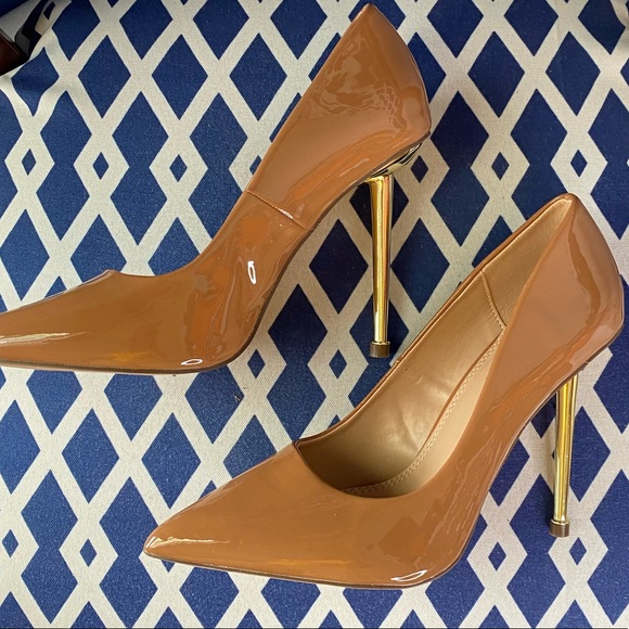 Cognac brown gold pointed classic high heel pumps sz 10 - Picture 8 of 8